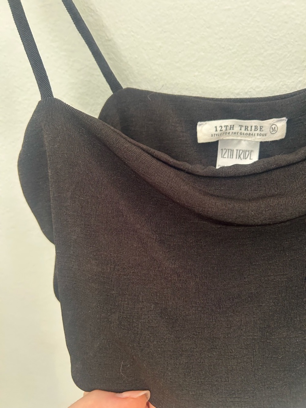 12th Tribe Black Cowl Neck Tank Top